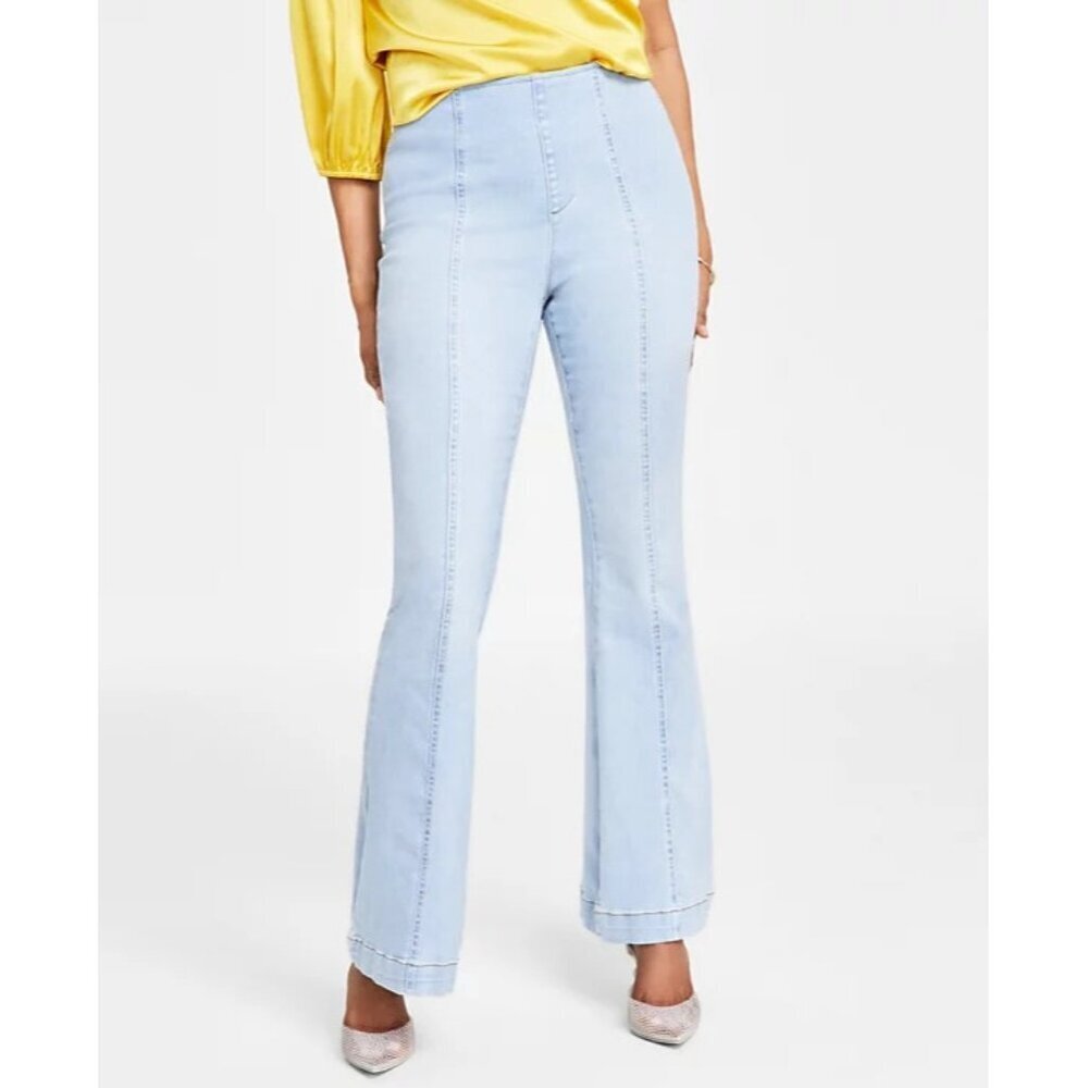 INC International Concepts Womens Sz 0 Pull On High-Rise Seamed Flare-Hem Jeans‎